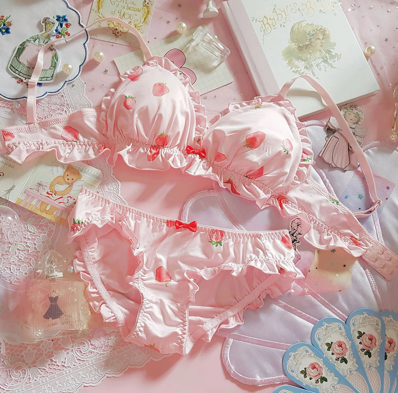 Strawberry Milk Silk Bra