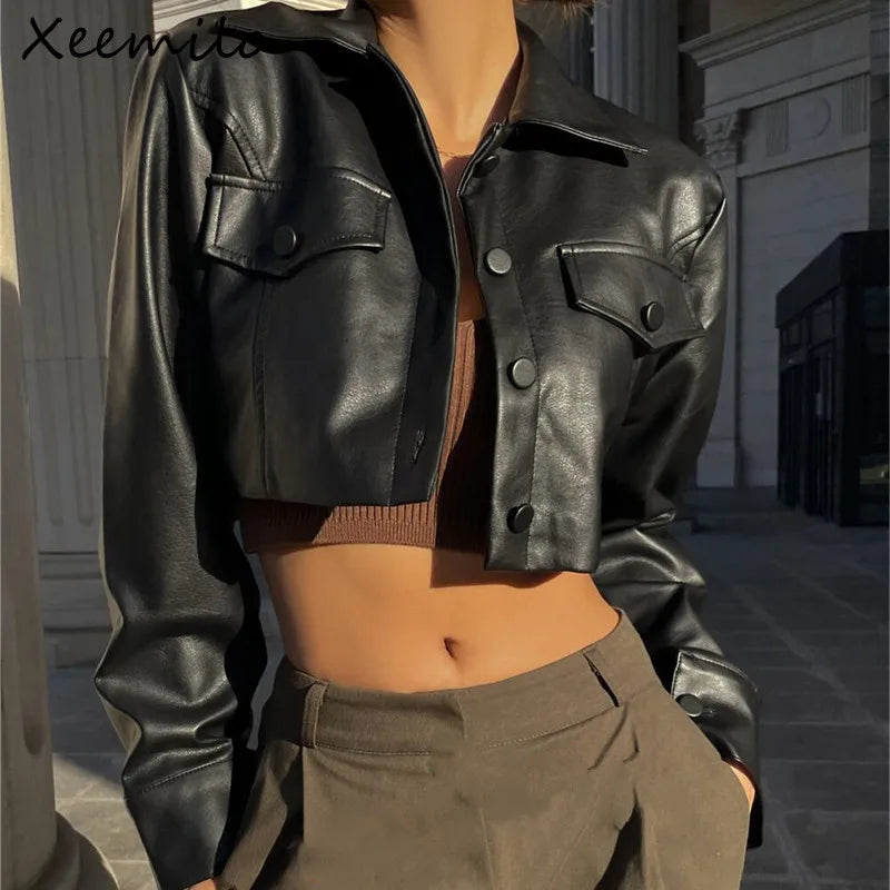 Xeemilo Leather Short Jacket